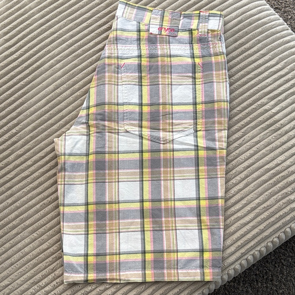 Plaid High-Waisted Shorts